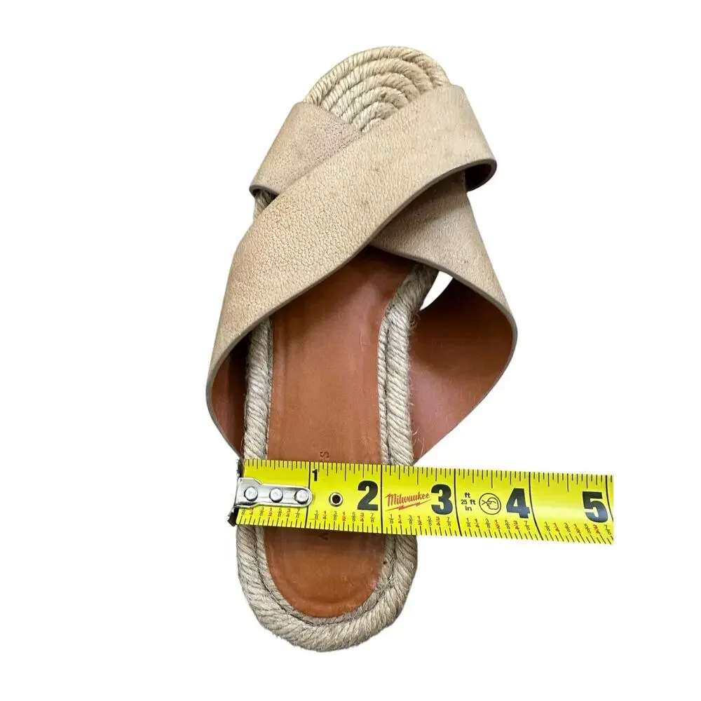 Allsaints Women's Harlem Espadrille Leather Platform Slides Sand size 38